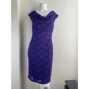 Connected Apparel Purple Lace Sequin Dress Size 8